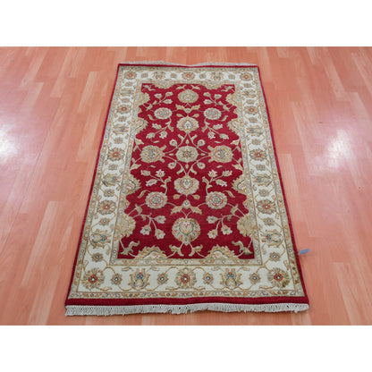 Rajasthan Wool Hand Knotted Rug Red Ivory 3.1X5.0 -O075401