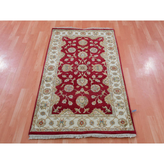 Rajasthan Wool Hand Knotted Rug Red Ivory 3.1X5.0 -O075401