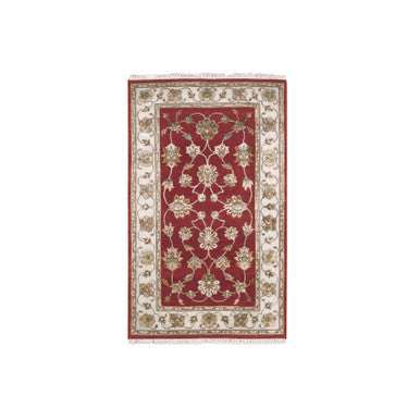 Rajasthan Wool Hand Knotted Rug Red Ivory 3.1X5.3 -O075402