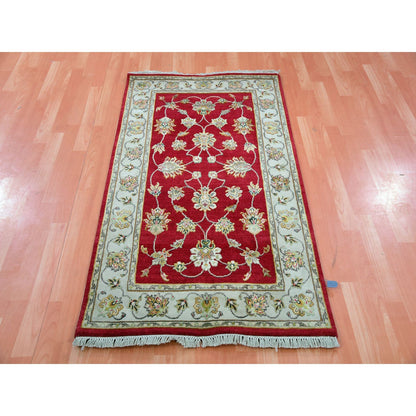 Rajasthan Wool Hand Knotted Rug Red Ivory 3.1X5.3 -O075402