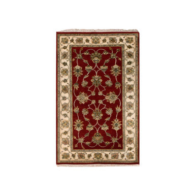 Rajasthan Wool Hand Knotted Rug Red Ivory 3.0X5.2 -O075404