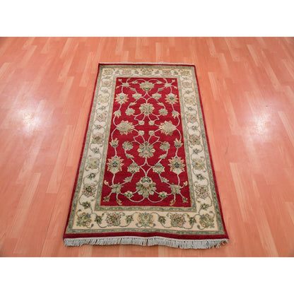 Rajasthan Wool Hand Knotted Rug Red Ivory 3.0X5.2 -O075404