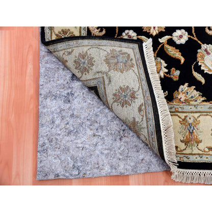 Rajasthan Wool & Silk Hand Knotted Rug Black Beige 3.0X5.1 -O075405