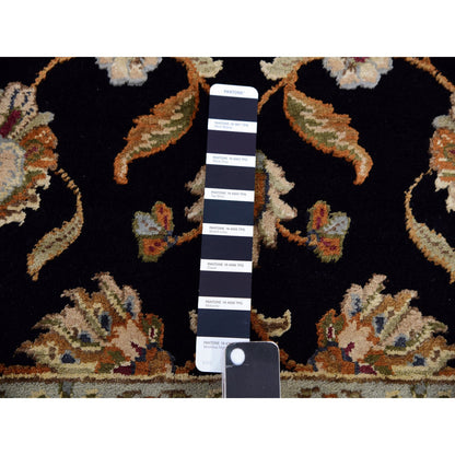 Rajasthan Wool & Silk Hand Knotted Rug Black Beige 3.0X5.1 -O075405