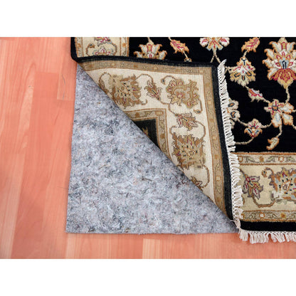 Rajasthan Wool & Silk Hand Knotted Rug Black Beige 3.0X4.9 -O075406