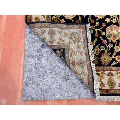 Rajasthan Wool & Silk Hand Knotted Rug Black Cream 3.0X5.2 -O075408