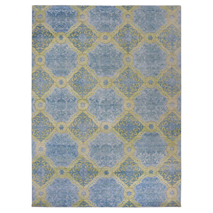 Fine Oriental Wool Hand Knotted Rug Blue 9.0x12.2 -O075410