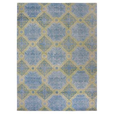 Fine Oriental Wool Hand Knotted Rug Blue 9.0x12.2 -O075410