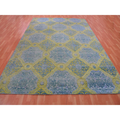 Fine Oriental Wool Hand Knotted Rug Blue 9.0x12.2 -O075410