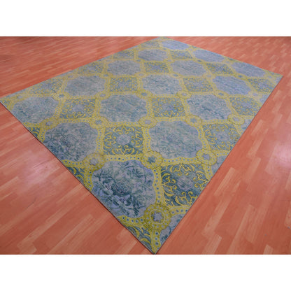 Fine Oriental Wool Hand Knotted Rug Blue 9.0x12.2 -O075410
