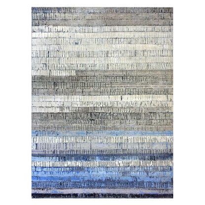 Modern and Contemporary Wool Hand Knotted Rug Grey No Border 9.0X12.4 -O075412