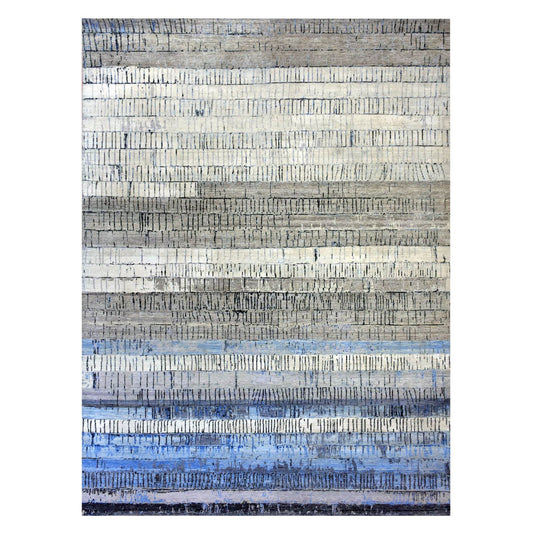 Modern and Contemporary Wool Hand Knotted Rug Grey No Border 9.0X12.4 -O075412