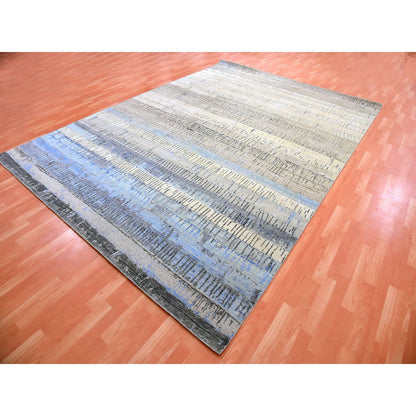 Modern and Contemporary Wool Hand Knotted Rug Grey No Border 9.0X12.4 -O075412