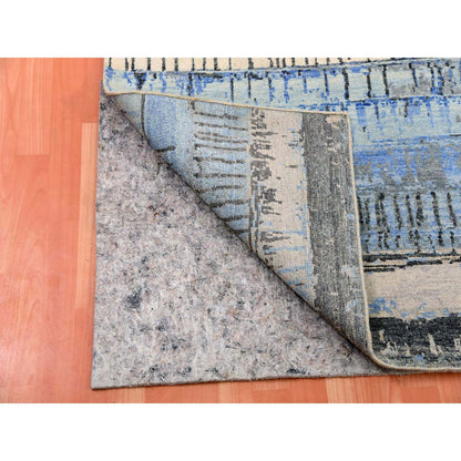 Modern and Contemporary Wool Hand Knotted Rug Grey No Border 9.0X12.4 -O075412