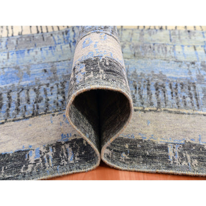 Modern and Contemporary Wool Hand Knotted Rug Grey No Border 9.0X12.4 -O075412