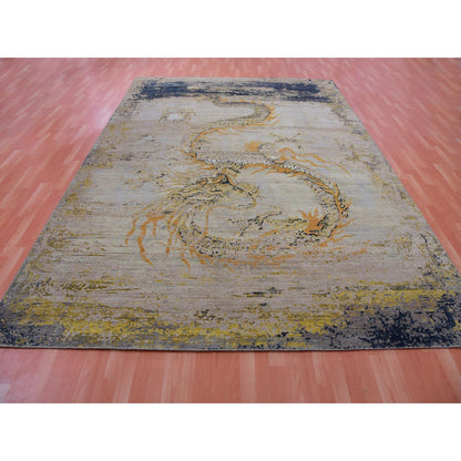 Fine Oriental Wool Hand Knotted Rug Beige No Border 8.11X12.2 -O075414