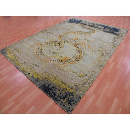 Fine Oriental Wool Hand Knotted Rug Beige No Border 8.11X12.2 -O075414