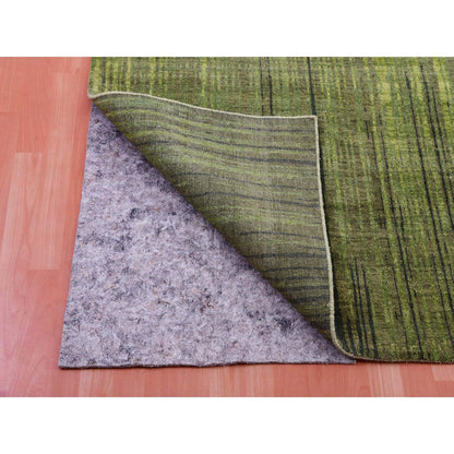 Modern and Contemporary Wool Hand Knotted Rug Green No Border 10.0X14.4 -O075418
