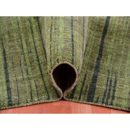 Modern and Contemporary Wool Hand Knotted Rug Green No Border 10.0X14.4 -O075418