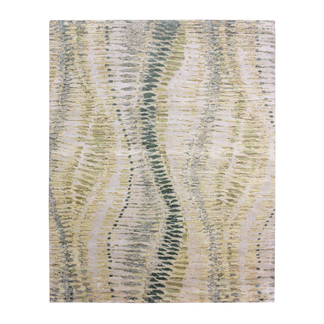 Green 8'0" x 10'1" Hand knotted Silk Rug - Sku: O075419