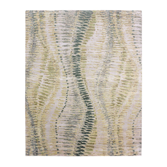 Silk Silk Hand Knotted Rug Green No Border 8.0X10.1 -O075419