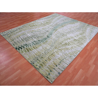 Silk Silk Hand Knotted Rug Green No Border 8.0X10.1 -O075419