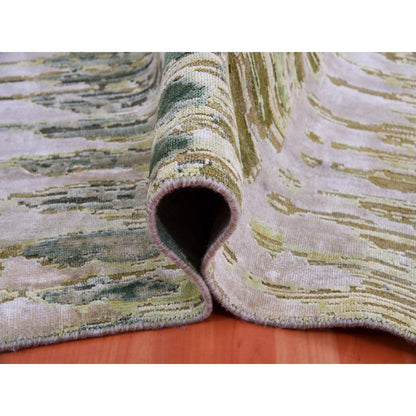 Silk Silk Hand Knotted Rug Green No Border 8.0X10.1 -O075419