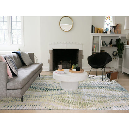 Silk Silk Hand Knotted Rug Green No Border 9.11X14.4 -O075420