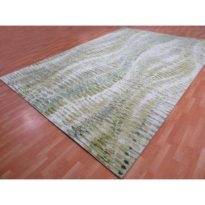 Silk Silk Hand Knotted Rug Green No Border 9.11X14.4 -O075420