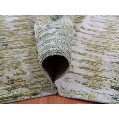 Silk Silk Hand Knotted Rug Green No Border 9.11X14.4 -O075420