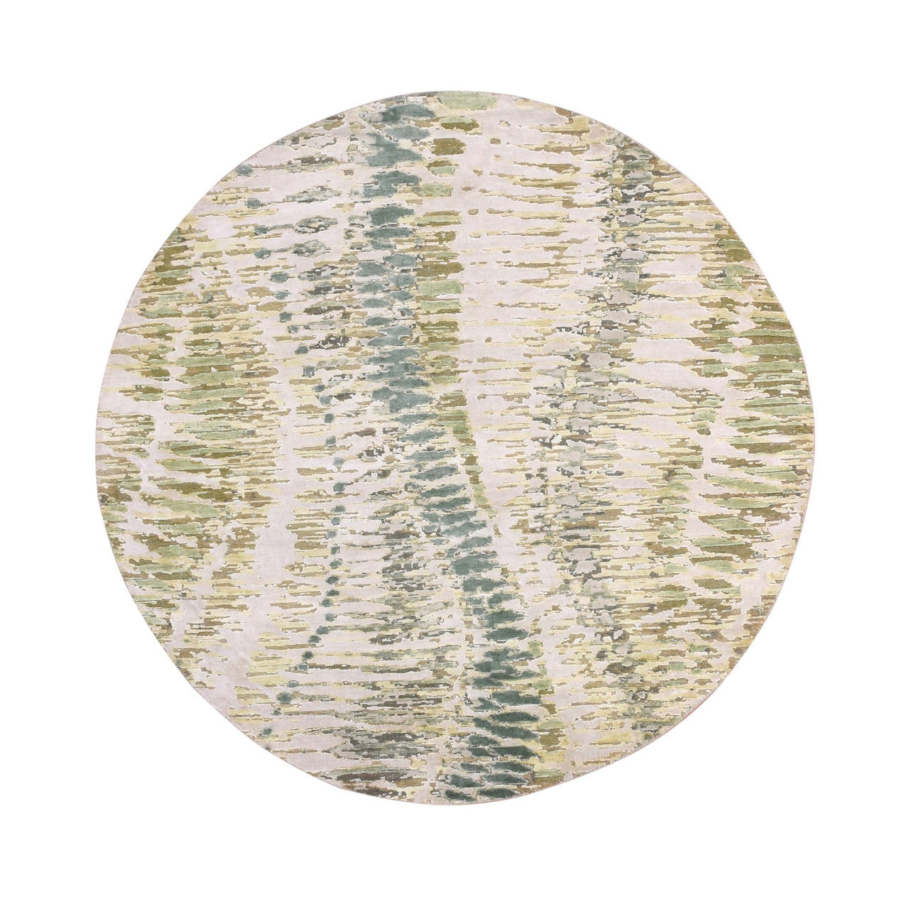 Green 6'1" x 6'2" Hand knotted Silk Rug - Sku: O075422