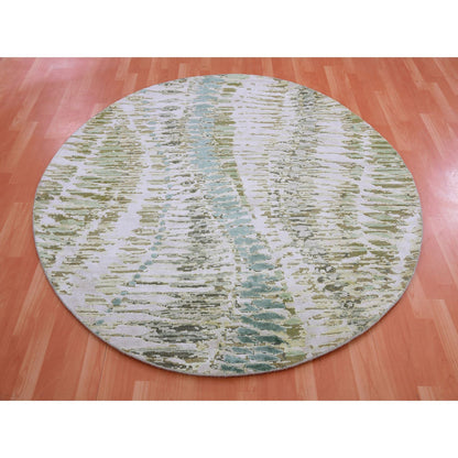 Silk Silk Hand Knotted Rug Green No Border 6.1X6.2 -O075422