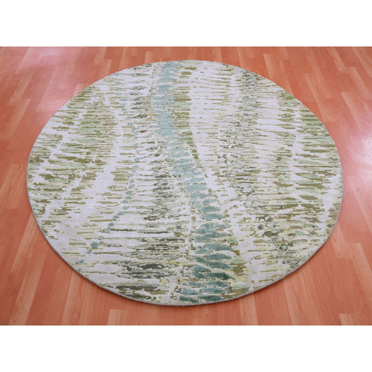 Silk Silk Hand Knotted Rug Green No Border 6.1X6.2 -O075422