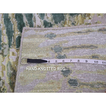 Silk Silk Hand Knotted Rug Green No Border 2.0X3.0 -O075423