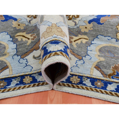 Transitional Wool Hand Knotted Rug Ivory Blue 10.2X14.4 -O075425
