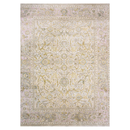 Oushak And Peshawar Wool & Silk Hand Knotted Rug Beige Pink 12.0X15.7 -O075430