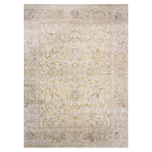 Oushak And Peshawar Wool & Silk Hand Knotted Rug Beige Pink 12.0X15.7 -O075430