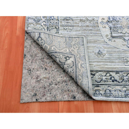Wool and Silk Wool & Silk Hand Knotted Rug Grey Gray 6.0X9.6 -O075431