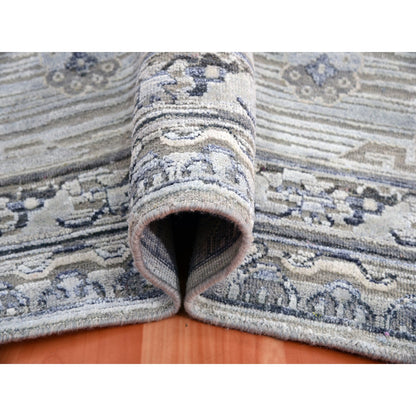 Wool and Silk Wool & Silk Hand Knotted Rug Grey Gray 6.0X9.6 -O075431
