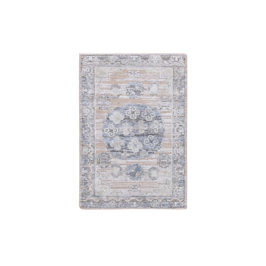 Wool and Silk Wool & Silk Hand Knotted Rug Grey Gray 2.0X3.0 -O075433