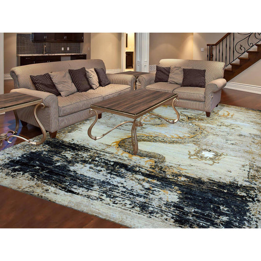 Fine Oriental Wool Hand Knotted Rug Beige No Border 7.11X10.4 -O075435