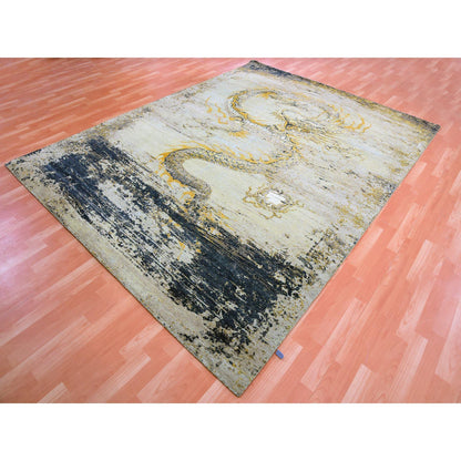 Fine Oriental Wool Hand Knotted Rug Beige No Border 7.11X10.4 -O075435