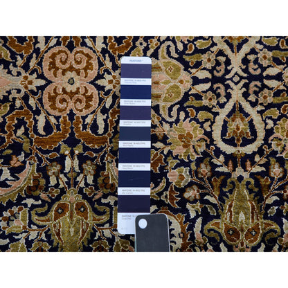 Fine Oriental Silk Hand Knotted Rug Blue No Border 4.1X6.0 -O075436