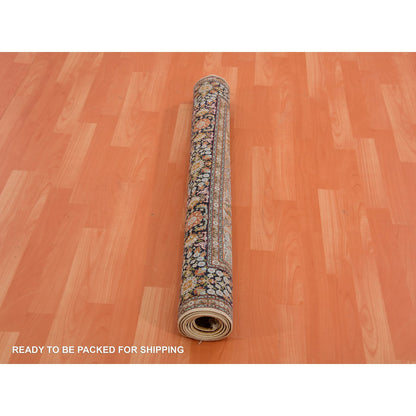 Fine Oriental Silk Hand Knotted Rug Brown Brown 4.1X6.1 -O075437