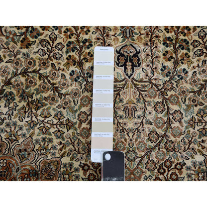 Fine Oriental Silk Hand Knotted Rug Ivory Blue 2.11X5.5 -O075438