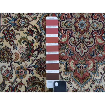 Fine Oriental Silk Hand Knotted Rug Ivory Blue 2.11X5.0 -O075439