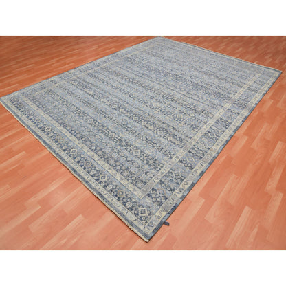 Overdyed & Vintage Wool Hand Knotted Rug Blue Blue 9.0X12.2 -O075441