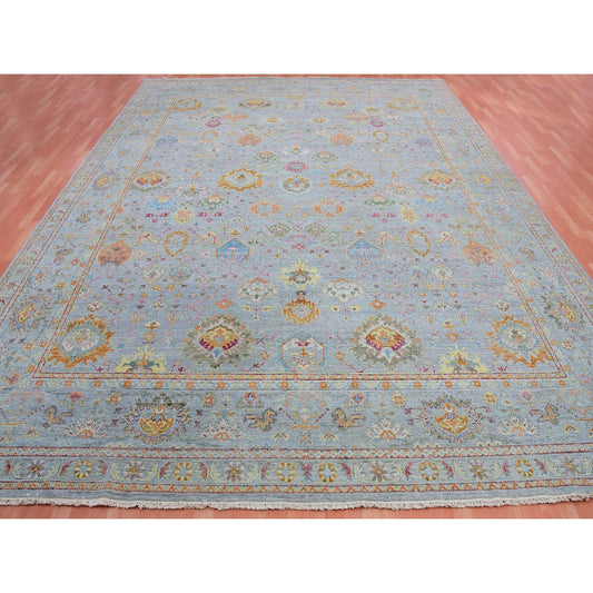 Transitional Wool Hand Knotted Rug Grey Gray 11.10X14.6 -O075449
