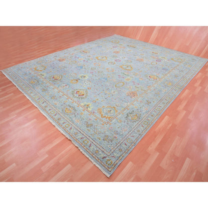 Transitional Wool Hand Knotted Rug Grey Gray 11.10X14.6 -O075449