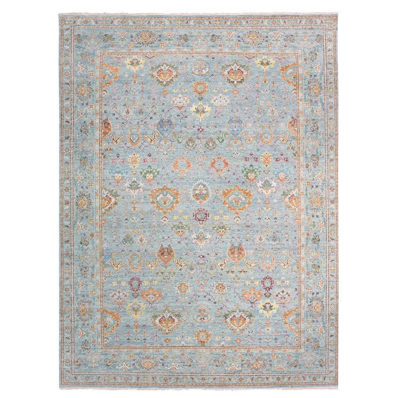 Transitional Wool Hand Knotted Rug Grey Gray 10.0X13.6 -O075450